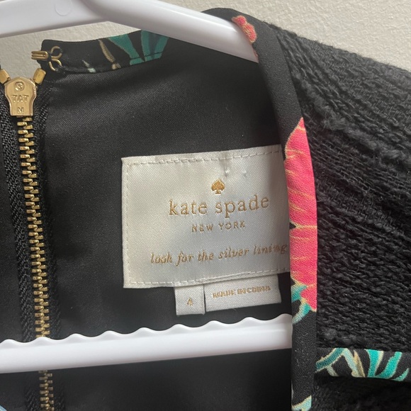 KATE SPADE - Black Sleeveless Dress with floral piping. Gold zipper. Size 4. - Picture 3 of 3